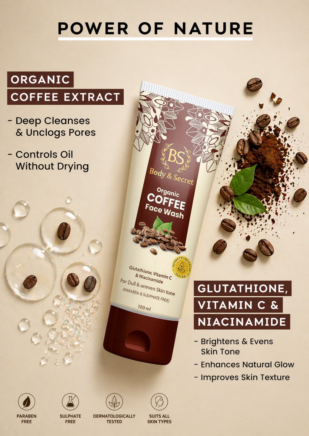 Body & Secret Organic Coffee Face Wash