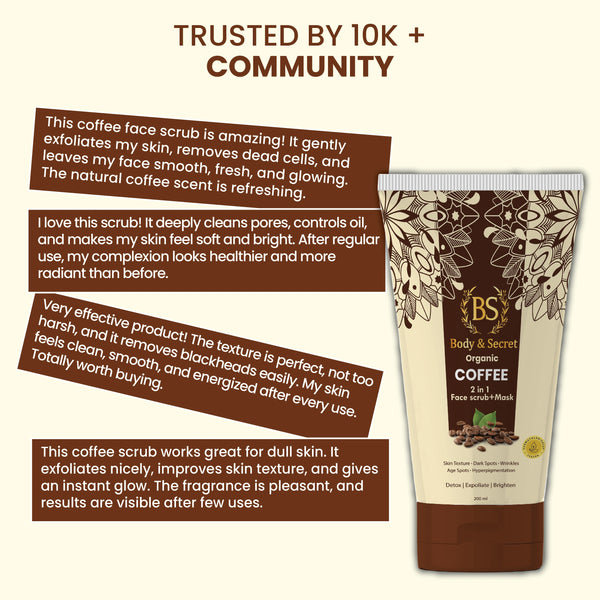 Body & Secret Organic Coffee 2-in-1 Face Scrub + Mask